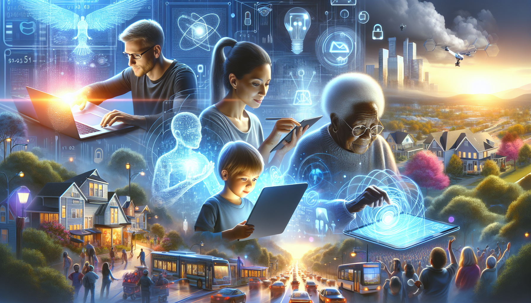 Illustration of a small AI model running on diverse edge devices