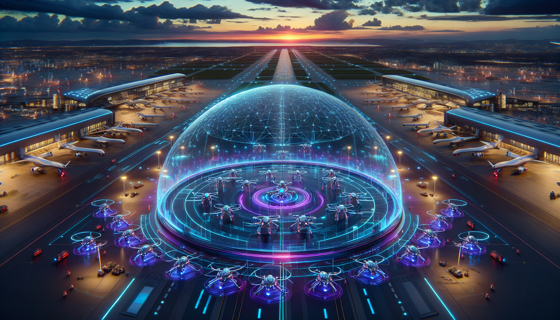 Drone flying near airport